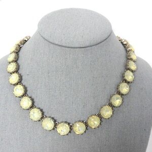 Loft Iridescent Lemonade Yellow Rhinestone Necklace And Bracelet Set.